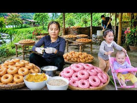 Making Delicious Giant Donuts to Sell at the Market - A Heartwarming Family Day | Chuc Thi Duong