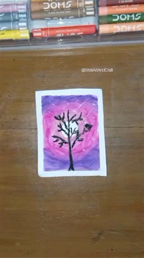 Beautiful Moonlight Tree Drawing 🌙✨ | Easy Oil Pastel Art #Shorts