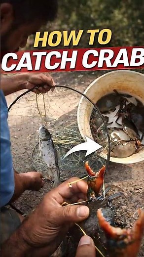 How to catch crabs 🦀😱 #fishing #rivercrab #viral #ancientfishing #backwaterfishing #trending
