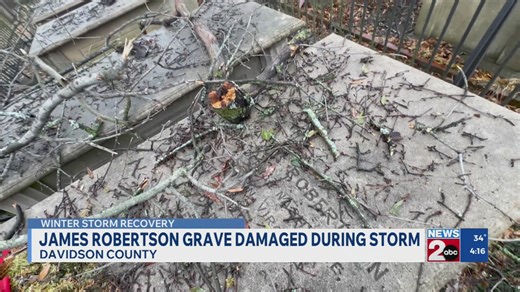 James Robertson gravesite in Nashville damaged after winter storm
