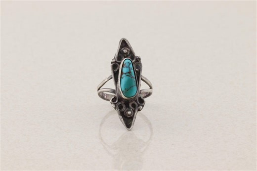 Sterling Silver Natural Turquoise Ring Size 6 1/2 - Etsy