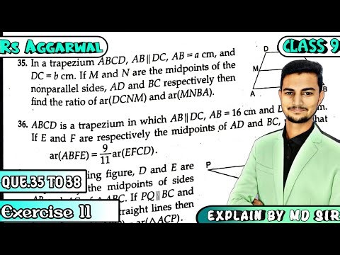 Exercise 11 Q35 to Q38 || Area of Parallelograms and Triangles | Rs Aggarwal Class 9 | CBSE | MD Sir