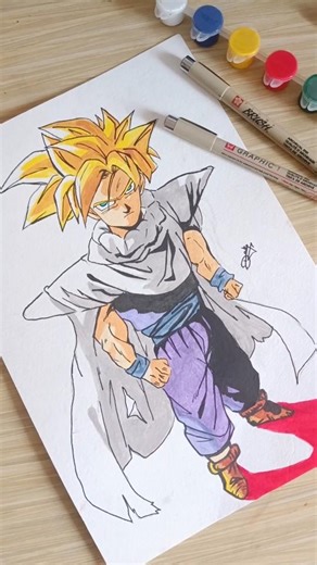 Drawing Gohan ssj with watercolours#gohan