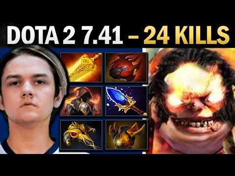 Pudge Dota 2 7.41 with 24 Kills and Radiance - Dota Gameplay