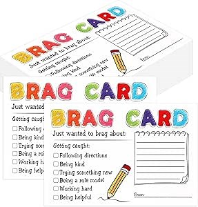 AUGSUN 100Pcs Brag Cards Teacher Mail, Happy Mail From Teacher Notes for Parents Positive Postcards for Classroom Good Behavior Incentives Suitable for Families Preschools Kindergartens
