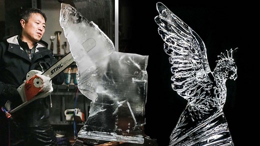 Carving An Intricate Ice Sculpture From Start To Finish