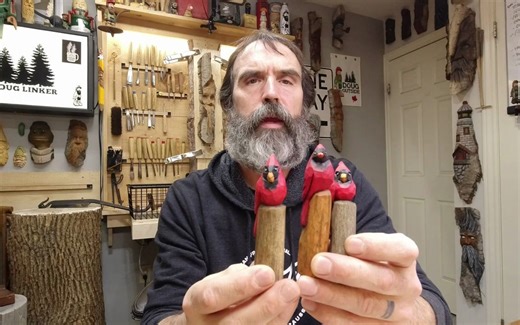 Easy Carve Cardinal in a Dowel_Stick or Block of Wood -Full Knife Only Woodcarvi
