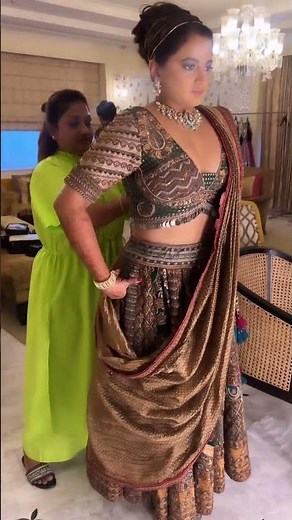 Dupatta draping on short ghagra for sangeet | Dolly Jain dupatta draping