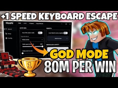 +1 Speed Keyboard Escape Script 2026 | Auto Win, God Mode, Auto Speed (NO KEY)