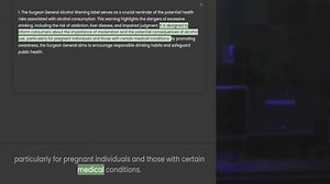 risks associated with alcohol consumption. This warning highlights the dangers of excessive drinking