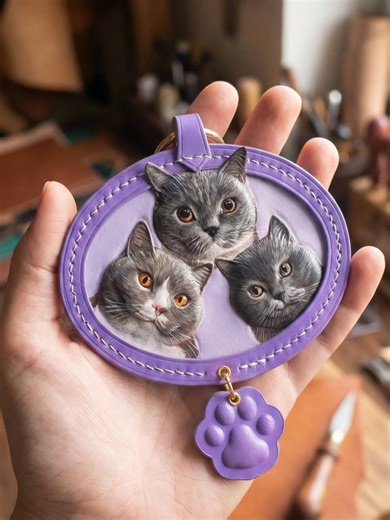 Custom Pet Keychain, Handmade Dog Cat Keychain, Personalized Leather Keychain, Photo Engraved Keychain, Pet Car Charm, Bag Charm - Etsy