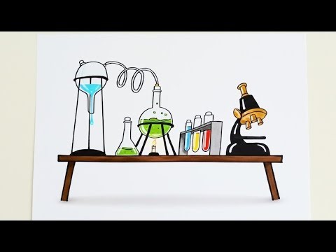How to Draw A Science Laboratory | Draw Step-by-step Easily | Drawing 3D Perspective Lines