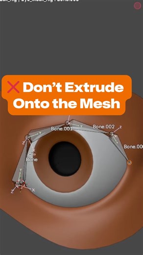 We’ve all done it: snapping to the surface and extruding bones right on the mesh because it feels fast and “good enough.” But it’s a trap 🙈 It gives you weird axes, messy names, and a rig that fights you later. There’s a cleaner way to build these chains so they actually deform the eyelid (or anything else) the way you want. Make one clean bone first → name it → subdivide it to get your whole chain → then snap the pieces into place inside the mesh. That gives you clean axes, clean names, and wa