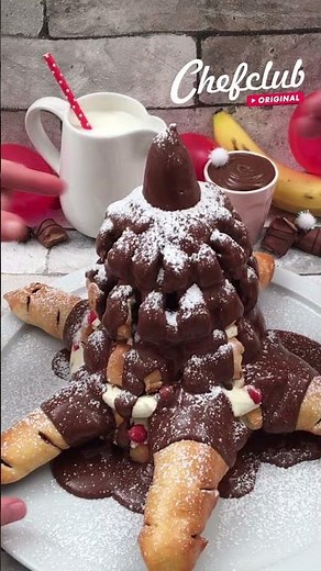 🍌🌲 Banana Chocolate Tree! An easy dessert with impressive results! #SHORTS