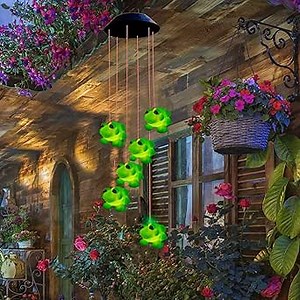 Cute Frog Night Lights Frog String Lights 6 LED Color-Changing Frog Fairy Lights for Children Home Easter Garden Decortion (Solar Powered)