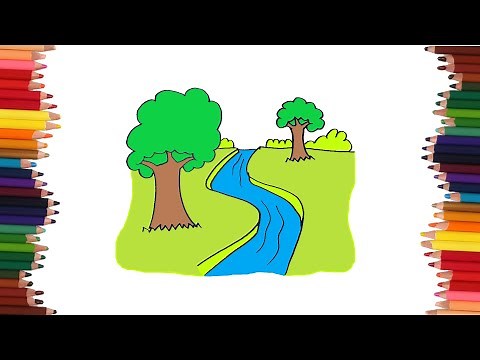 How to draw a river | Easy drawings