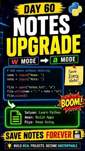 Day 60: Build a Multi-User Notes App in Python 📝#pythonforbeginners