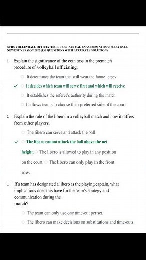 NFHS VOLLEYBALL OFFICIATING RULES ACTUAL EXAM 2025