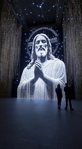 This breathtaking digital art piece of Jesus is crafted from thousands of suspended LEDs, each light a testament to the radiant spirit of hope and renewal. Witness how technology and faith converge to create a celestial spectacle. 💡✨ #LEDJesus #DigitalArt #LightArt #FaithInLights #ChristianArt #ChristianTikTok