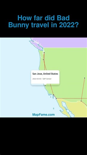 How far did Bad Bunny travel? 🌍✈️