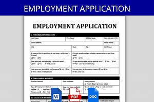 Job Application Form: Employee Application Template (digital Download) - Etsy UK