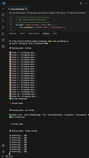 🔥Build Live Streaming in Node.js 🤯⚡ Like ChatGPT & Netflix ⚡ Real-Time Streaming #shorts #livesteam