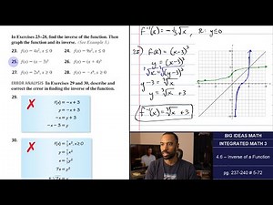 Big Ideas Math [IM3]: 4.6 - Inverse of a Function (Lecture & Problem Set)