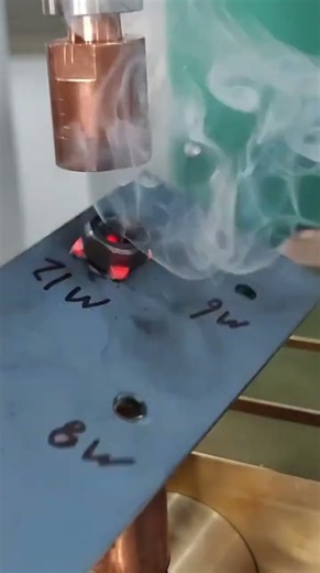 the process of installing nuts on iron by welding using a welding tool