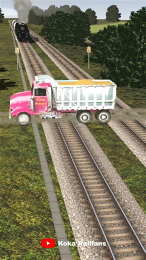 Steam Train vs. Truck: NO BRAKES! 💥 #traincrash #steamtrain #trainzsimulator #destruction #shorts