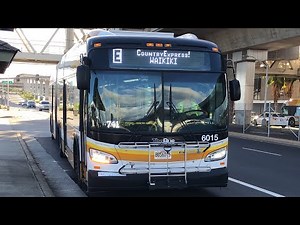 Thebus Honolulu Bus' 6015 New Flyer XD60 Route E CountryExpress! Waikiki