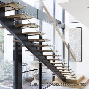 [Hot Item] Mono Stringer Prefab Wood Stairs for House Project Modern Steel Straight Steel Mono Stringer Indoor Staircase