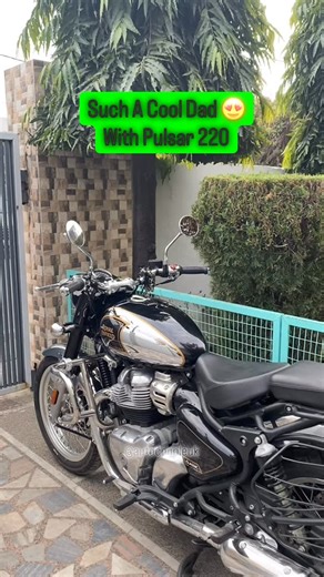 auto couple uk on Instagram: "Cool dad with Bajaj Pulsar 220 😍 #viral #instagood #fyp #trending #royalenfield"