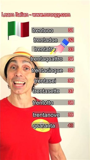 "Repeat After Me! Italian Numbers 31 to 40 – Trentuno, Trentadue, Quaranta | Mr Oopy"
