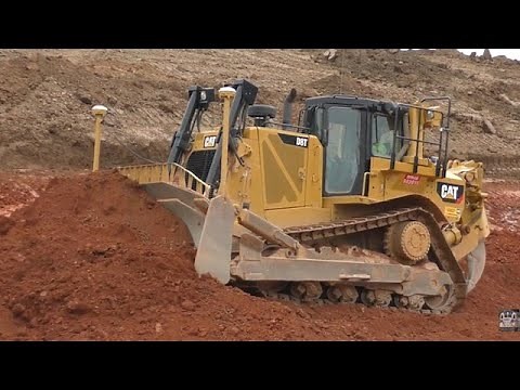 A Big Caterpillar D8T Dozer Pushing Dirt
