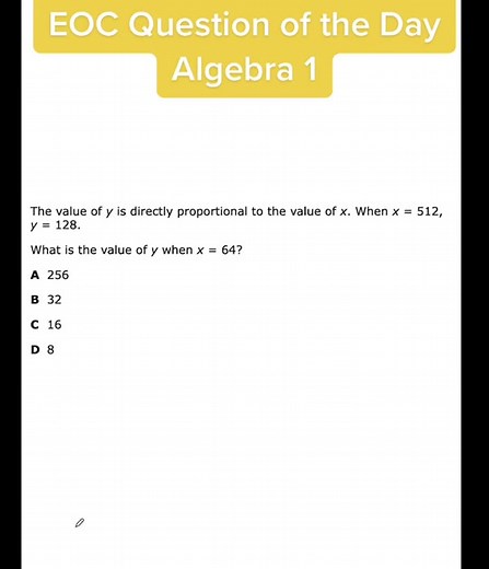 EOC Question for Algebra 1: Proportional Relationships