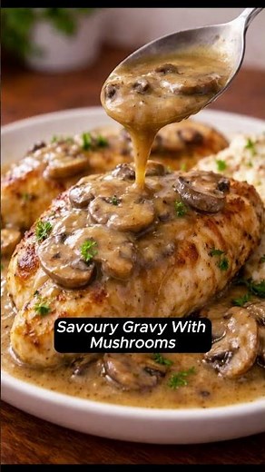 Mushroom Gravy Chicken 🍗 Easy Comfort Food Dinner