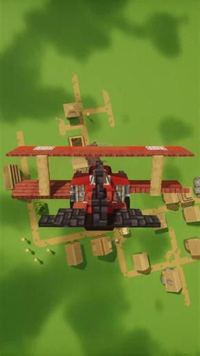 TINY red biplane in MINECRAFT with #createmod #valkyrienskies #moddedminecraft #minecraft