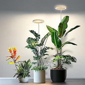 Kullsinss Grow Lights for Indoor Plants, Full Spectrum Plant Grow Light with 6/12/16H Timer, 3 Color Modes, 5 Brightness, 10"-65" Height Adjustable Growing Lamp for Large Indoor Plants (2 Pack)