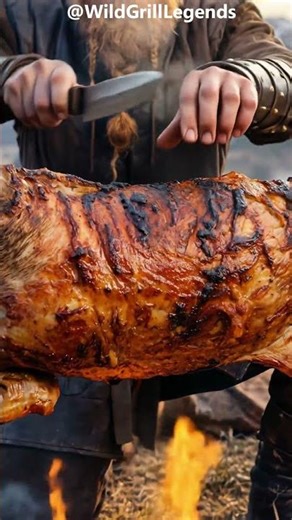 Viking Roasts Giant Whole Deer 🦌🔥 Ultimate Wild Meat Feast