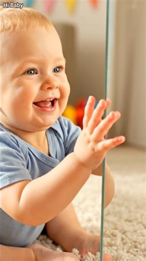 Baby Meets Mirror 😲 #shorts