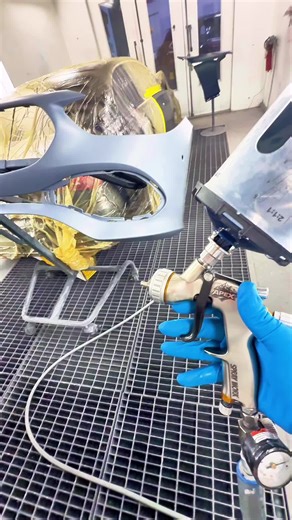 Painting a car bumper! Color and clear coat! #car #painting #fyp #asmr #satisfying