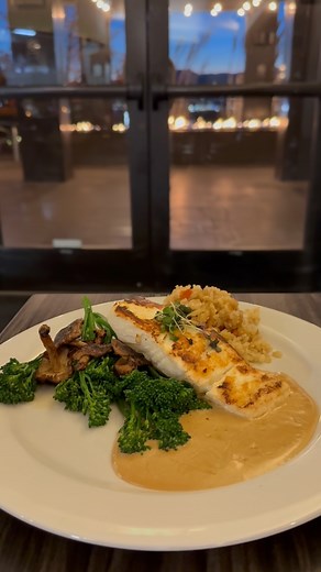 Have you tried our Miso Halibut? A perfectly caramelized halibut fillet, marinated in savory miso and seared to golden perfection. Served over delicious vegetable fried rice and tender broccolini with sautéed mushrooms, all finished with a silky shoyu cream sauce. A balance of umami, texture, and elegance on one plate. #utaheats #cliffdiningpub #sunset #misohalibut | Cliff Dining Pub