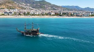 Download Alanya 2022 Antalya aerial city with beach and sea for free