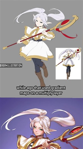 Painting Frieren with gradient maps #art #painting #anime #fanart