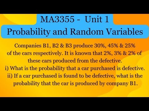 MA3355 _ Unit 1 | Baye's Theorem Problem | Probability and Random Variables