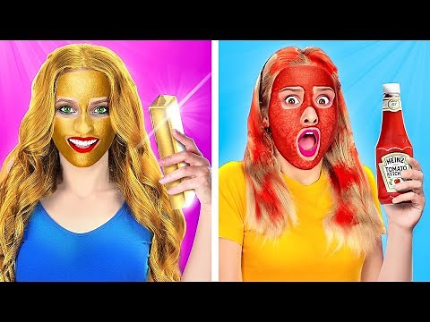 RICH VS BROKE GIRLS BEAUTY ROUTINE! || Makeup Hacks To Save You A Fortune by 123 Go! Genius