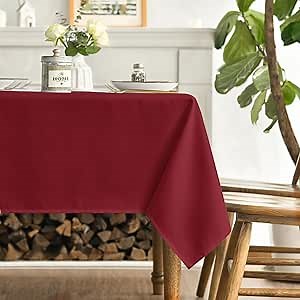 Horaldaily Burgundy Red Tablecloth 60×104 Inch Rectangular, Stain and Wrinkle Resistant WashableTable Cloth, Decorative Polyester Table Cover for Party Picnic Dinner Decor