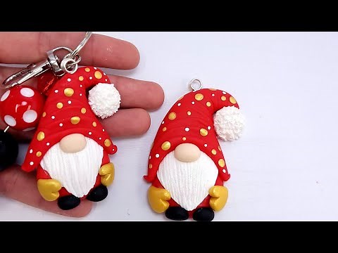 Keychain Christmas gnome in clay | Llavero Gnomo navideño