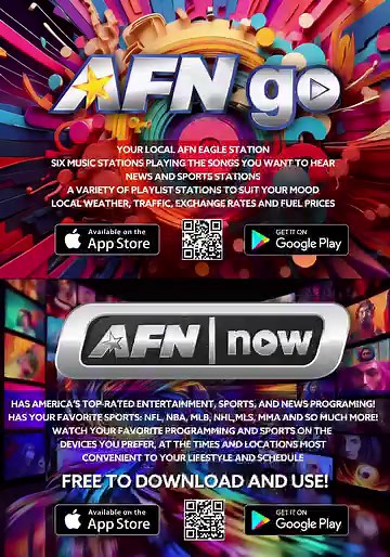 AFN Go: Elevating the audio streaming experience, AFN Go is accessible through an internet-connected computer at AFNGO.net or the user-friendly AFN Go app, downloadable from Apple and Google app stores. This service offers a rich tapestry of music spanning major genres, coupled with engaging talk shows and comprehensive news radio. Users can personalize their experience by selecting and listening to their preferred local AFN station, all while receiving crucial push notifications on health, safe