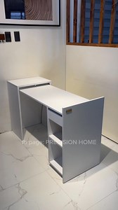 67K views · 107 reactions | Space-saving solution? Meet REGI, the space-saving table. ✨ A compact, foldable design with built-in shelves and a drawer. Perfect for small spaces and everyday use.  Pre-order yours now  4 color options  Feel free to message us for orders and inquiries! #PrecisionHome #SpaceSavingTable #Furniture #FurnitureMaker #CustomFurniture #RegiSpaceSavingTable #foldabletable | Precision Home | Facebook